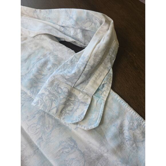 INC International Concepts men size XL long sleeve button up Blue floral linen - Picture 6 of 16